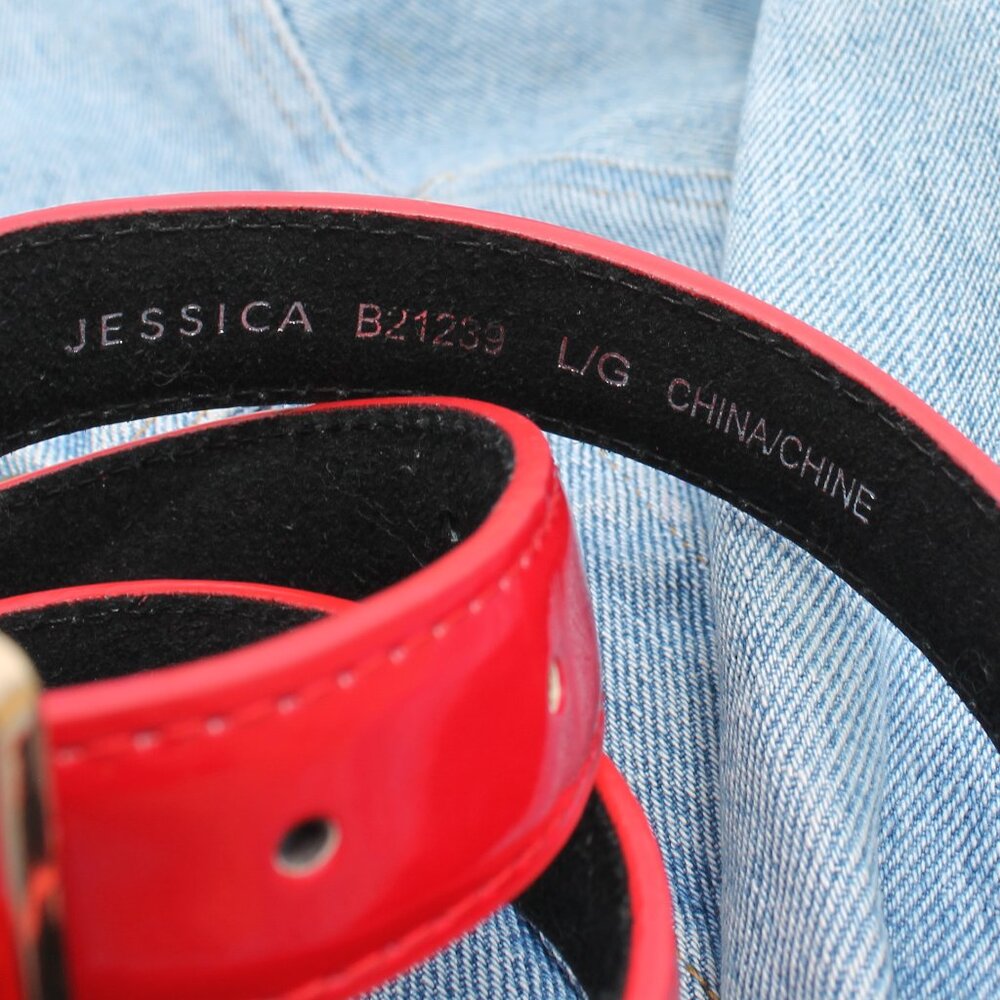 Y2K Jessica (Sears) Red Patent Leather/Gold Belt Large - Picture 5 of 5